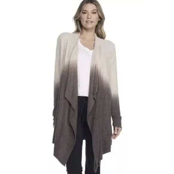 BAREFOOT DREAMS Cozy Chic Lite Ombre Calypso Wrap Open Front Cardigan Bamboo Tan - Picture 1 of 16
